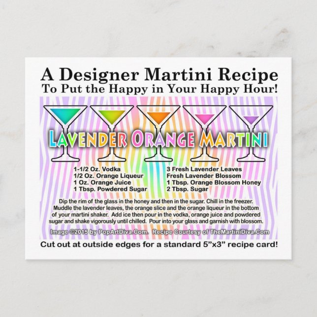 Lavender Orange Martini Cocktail Recipe Postcard (Front)