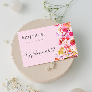 Lavender Orange Pink Yellow Floral Bridesmaid Invitation