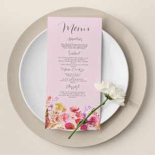 Lavender Orange Pink Yellow Floral Wedding Menu