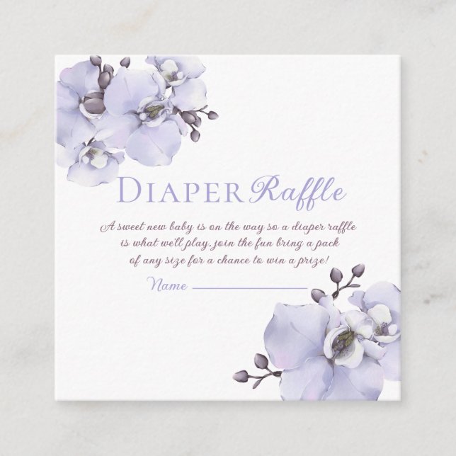 Lavender Orchid Baby Shower Diaper Raffle Tickets Enclosure Card (Front)