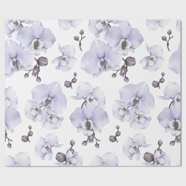 Lavender Orchid Baby Shower Wrapping Paper (Flat)
