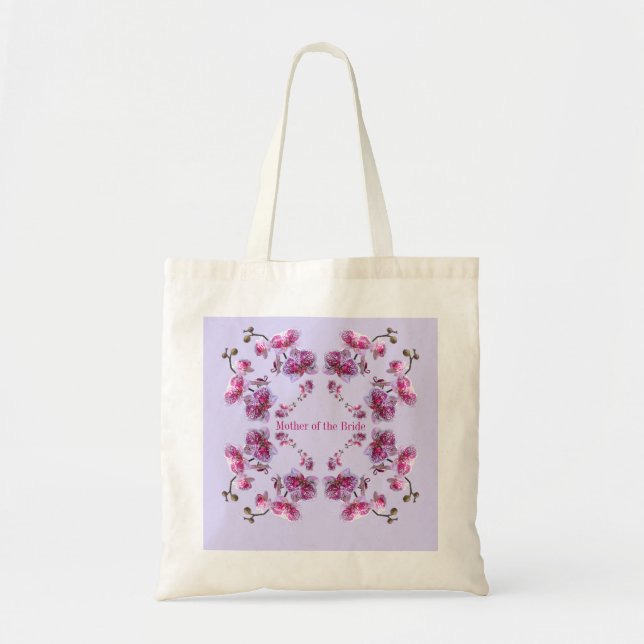 Lavender Orchids Custom Text Name Wedding Tote Bag (Front)