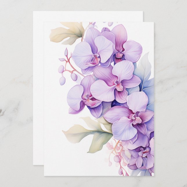 Lavender Orchids Elegant Special Occasions Holiday Card (Front/Back)