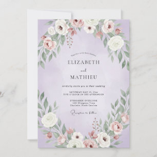 Lavender Painted Foliage Wedding Invitation