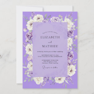 Lavender Painted Petal Wedding Invitation