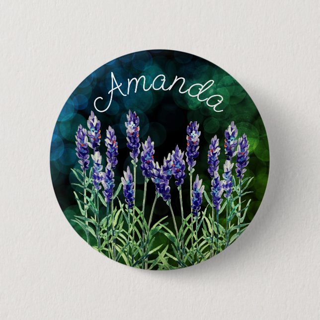 Lavender painted with watercolors 6 cm round badge (Front)