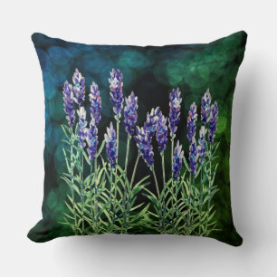 Lavender painted with watercolors cushion