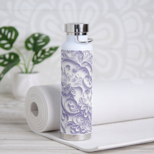 Lavender Paper Quilling Pattern Water Bottle