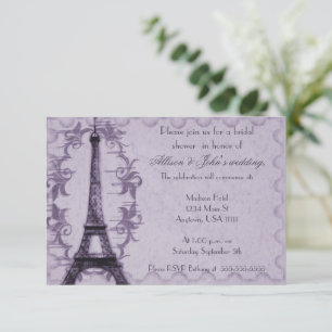 Lavender Paris Grunge Bridal Shower Invitation