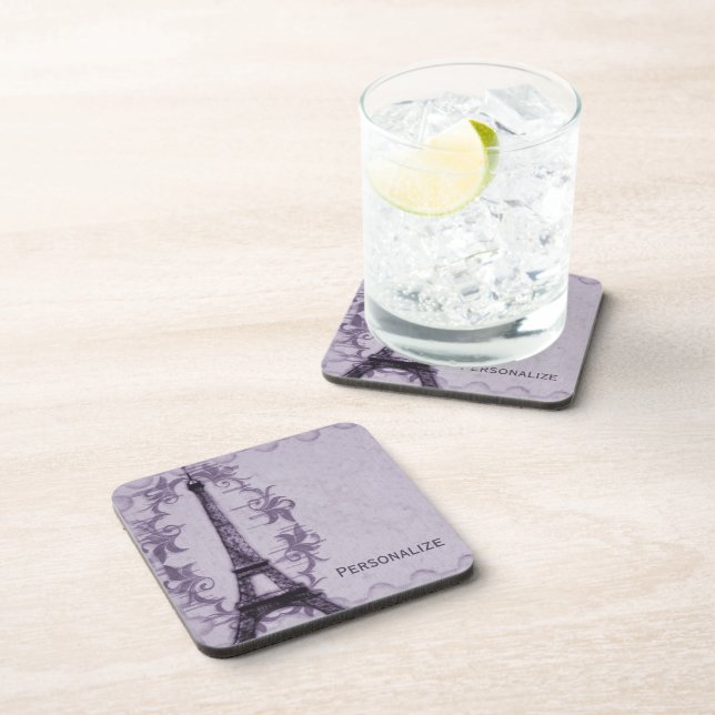 Lavender Paris Grunge Coaster (Right Side)