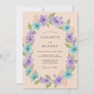 Lavender Pastel Floral Spring Wedding Invitation