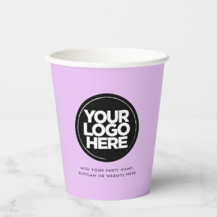 Lavender Pastel Pink Personalised Logo and Text Paper Cups