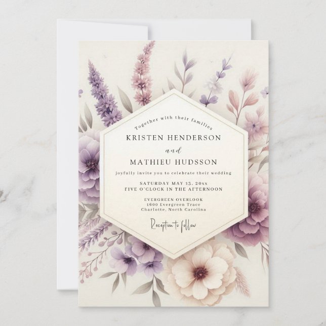Lavender Pastel Wildflower Wedding Invitation (Front)