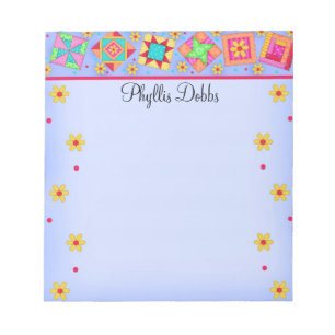 Lavender Patchwork Quilt Block Art Notepad