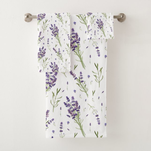 Lavender Pattern Bath Towel Set (Insitu)