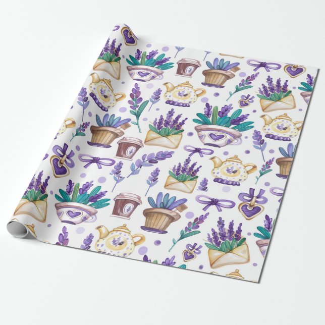 Lavender pattern wrapping paper (Unrolled)