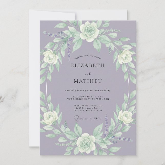 Lavender Peaceful Meadow Wedding Invitation (Front)