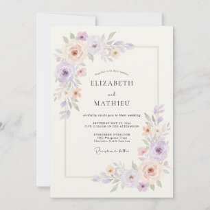 Lavender Peach Ethereal Spring Wedding Invitation