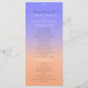 Lavender Peach Pastel Ombre Wedding Program Programme