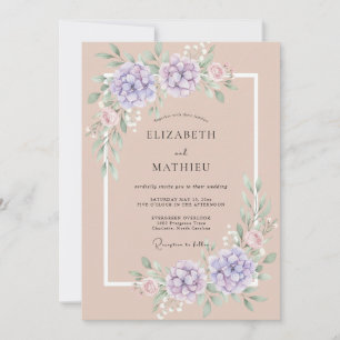 Lavender Peach Romantic Floral Wedding Invitation