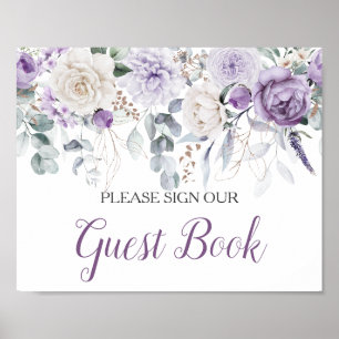 Lavender Peonies White Roses Sign Our Guest Book