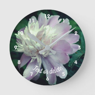 Lavender Peony Flower In Bloom Personalised Round Clock