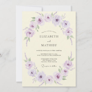 Lavender Peony Wedding Invitation