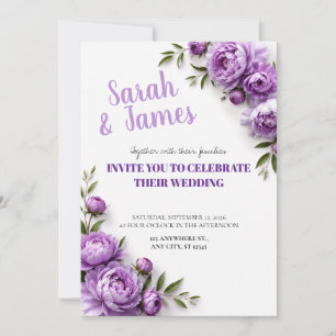 Lavender Peony Wedding Invitation