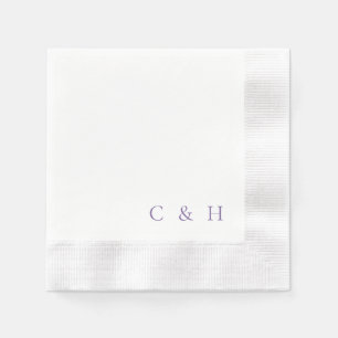 Lavender Personalised Initials Coined Wedding Napkin