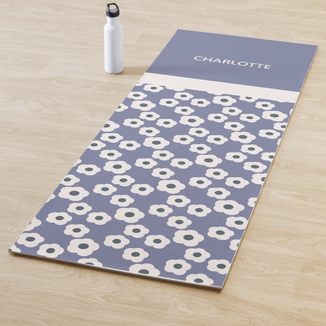 Lavender Personalised Modern Retro Floral Pattern  Yoga Mat (In Situ)