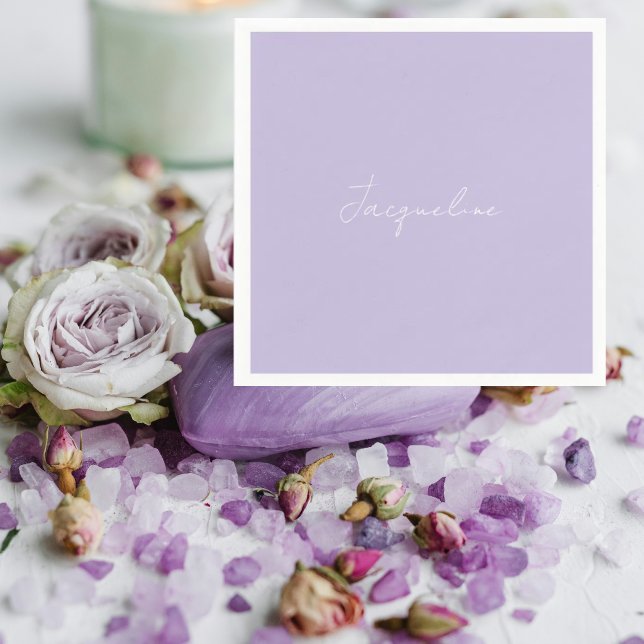 Lavender Personalised Script Shower Cocktail  Napkin (Creator Uploaded)