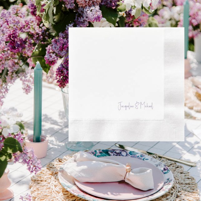 Lavender Personalised Wedding Coined Napkin (Creator Uploaded)