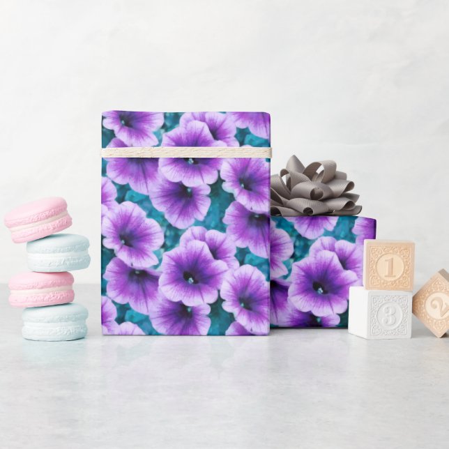 Lavender Petunia Flowers Wrapping Paper (Baby Shower)