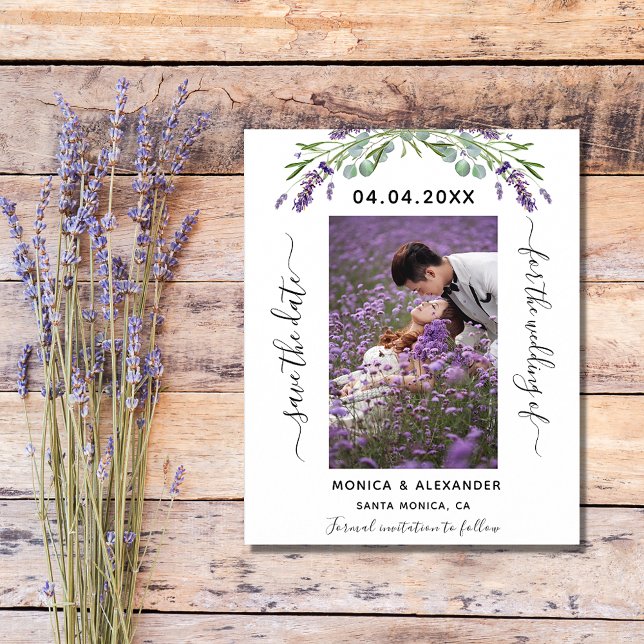 Lavender photo budget wedding Save the Date (Creator Uploaded)