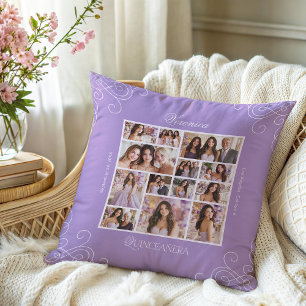 Lavender Photo Collage Keepsake Quinceanera Cushion