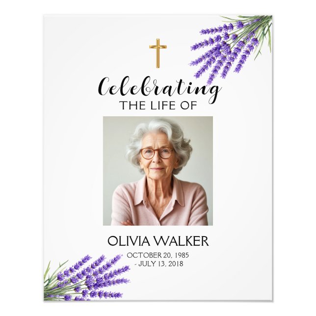 Lavender Photo Funeral Welcome Sign (Front)