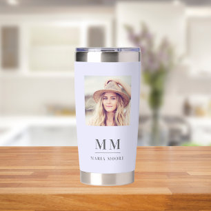 Lavender photo monogram initials name insulated tumbler