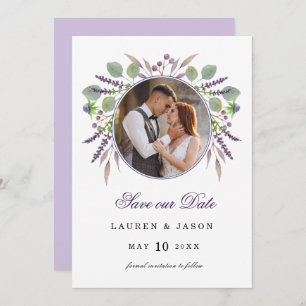 Lavender Photo Save the date Announcement