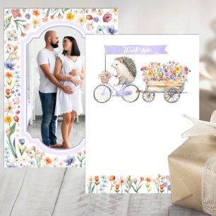 Lavender Photo Thank You – Hedgehog Baby Shower Card