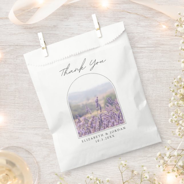 Lavender Photo Wedding Favour Thank You Bags (Clipped)