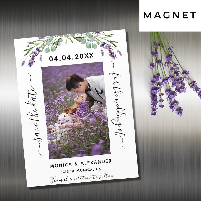 Lavender photo wedding Save the Date magnet (Creator Uploaded)
