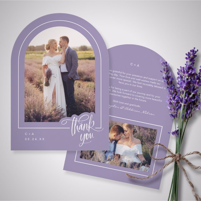 Lavender Photo Wedding Thank You Card (Creator Uploaded)