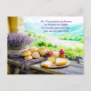 Lavender Picnic with Cheese and Bread Holiday Postcard