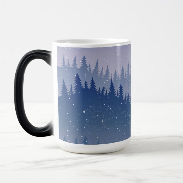 Lavender Pine trees winter christmas wonderland re Magic Mug (Left)