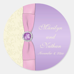Lavender, Pink, and Ivory 1.5" Round Sticker
