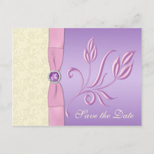 Lavender, Pink, and Ivory Save the Date Postcard