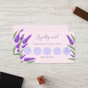Lavender, pink background loyalty card