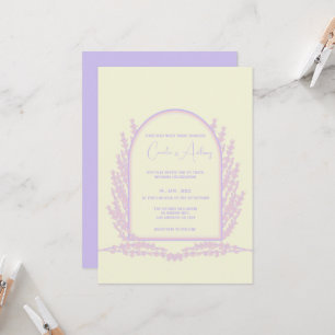 Lavender Pink Beige Floral Boho Wedding Invitation