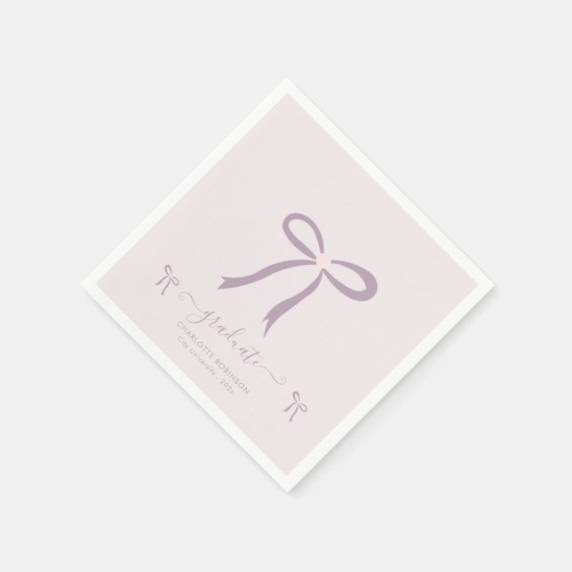 Lavender Pink Bow Graduation Party  Napkin (Corner)