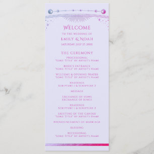 Lavender Pink Celestial Wedding Ceremony Programme